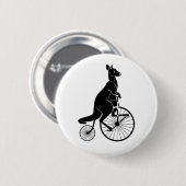 Kangaroo Riding a Penny Farthing Ronde Button 5,7 Cm (Voorkant /achterkant)