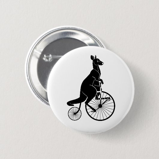 Kangaroo Riding a Penny Farthing Ronde Button 5,7 Cm (Voorkant /achterkant)