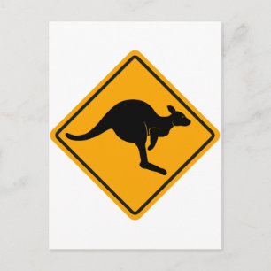 Kangaroo Road Sign Briefkaart