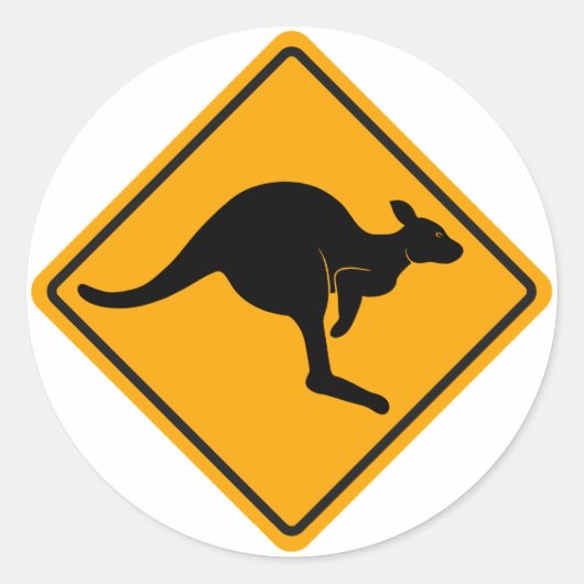 Kangaroo Road Sign Ronde Sticker (Voorkant)