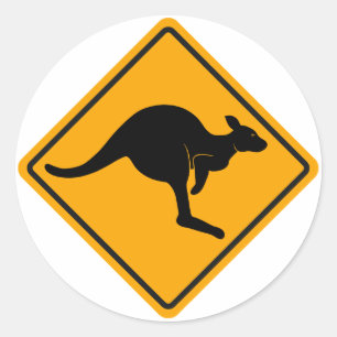 Kangaroo Road Sign Ronde Sticker