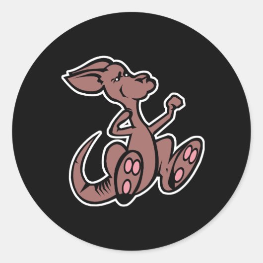 kangaroo ronde sticker (Voorkant)