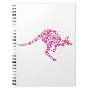 Kangaroo-roze-harten Notitieboek