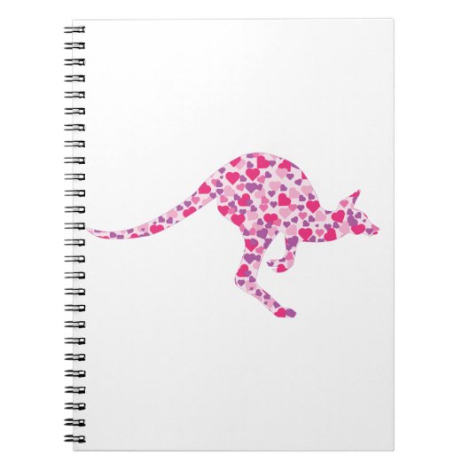 Kangaroo-roze-harten Notitieboek (Voorkant)