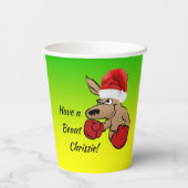 Kangaroo Santa Australian Kerstparty Papieren Bekers (Achterkant)