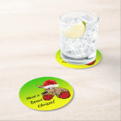 Kangaroo Santa Australian Kerstparty Ronde Kartonnen Onderzetter (Insitu)