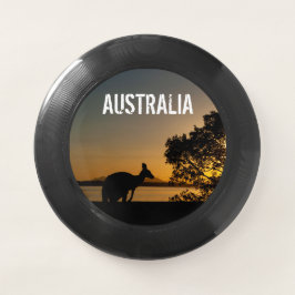 Kangaroo silhouette bij zonsondergang, zwart Wham-O frisbee