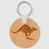 Kangaroo silhouette gegraveerd op houtafbeelding sleutelhanger (Voorkant)