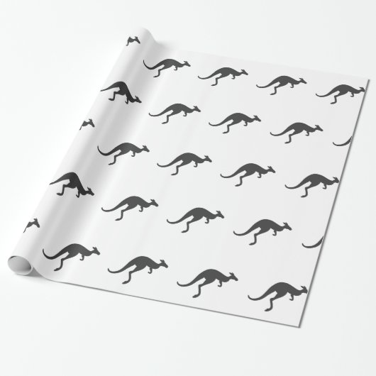 kangaroo silhouette - Kies achtergrondkleur Cadeaupapier (Uitgerold)