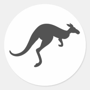 kangaroo silhouette - Kies achtergrondkleur Ronde Sticker