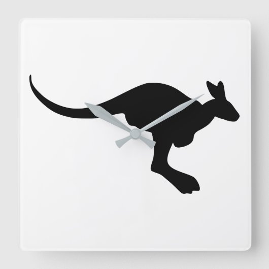 Kangaroo Silhouette Vierkante Klok (Voorkant)