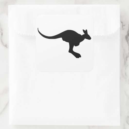 Kangaroo Silhouette Vierkante Sticker (Tas)