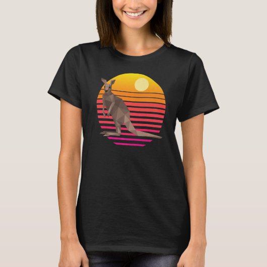 Kangaroo Sunset Australia Kangaroos Retro Premium T-shirt (Voorkant)