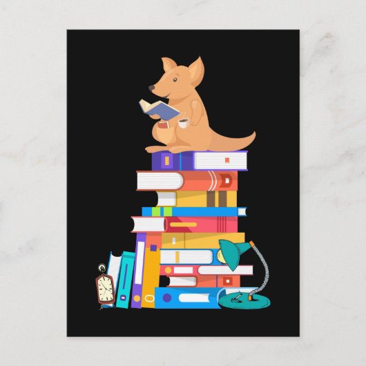 Kangaroo Tea Coffee Kawaii Bookworm Briefkaart (Voorkant)