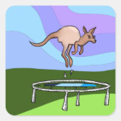 Kangaroo Trampoline Vierkante Sticker (Voorkant)