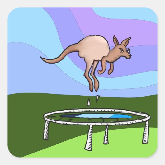 Kangaroo Trampoline Vierkante Sticker (Voorkant)