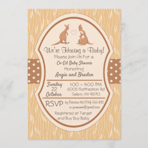 Kangaroo Unisex Baby shower Invitation Boy of Girl Kaart