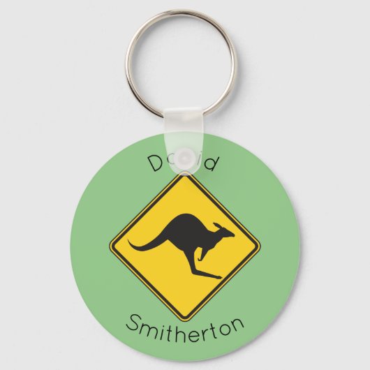 Kangaroo Warning Sign Sleutelhanger Gift Australia (Voorkant)