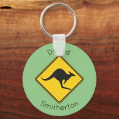 Kangaroo Warning Sign Sleutelhanger Gift Australia (Voorkant)
