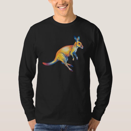 Kangaroo Watercolor Graphic Australia Exotic Anima T-shirt (Voorkant)