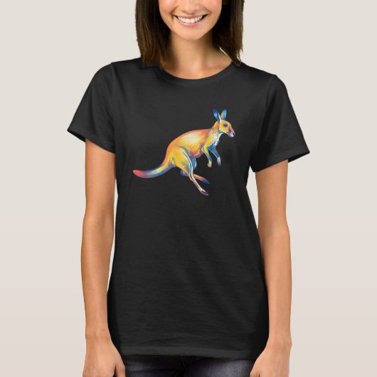 Kangaroo Watercolor Graphic Australia Exotic Anima T-shirt (Voorkant)