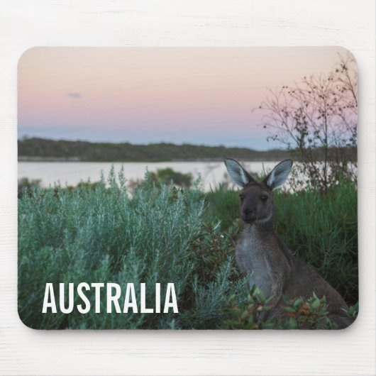 Kangaroo Wildlife Sunset Lake Australia Muismat (Voorkant)