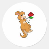 Kangaroo with Flower Ronde Sticker (Voorkant)