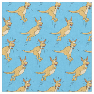 Kangaroos Cute Kinder Cartoon Blue Stof