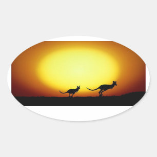 Kangaroos in de Australische Outback Ovale Sticker