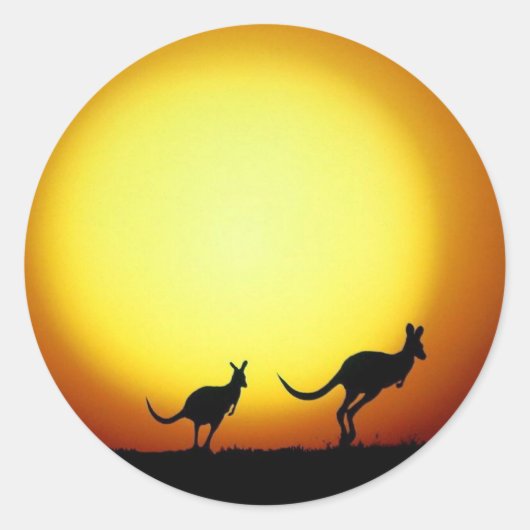 Kangaroos in de Australische Outback Ronde Sticker (Voorkant)