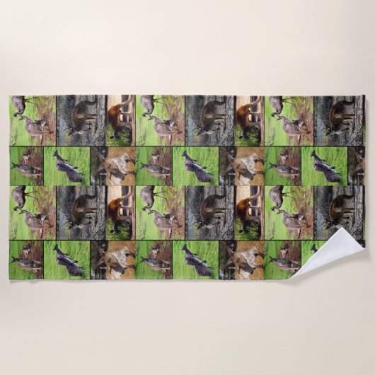 Kangaroos Photo Collage, Beach Towel Strandlaken (Voorkant)