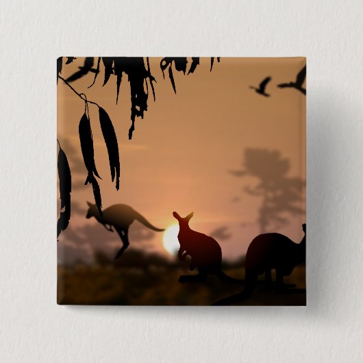 Kangaroos Vierkante Button 5,1 Cm (Voorkant)