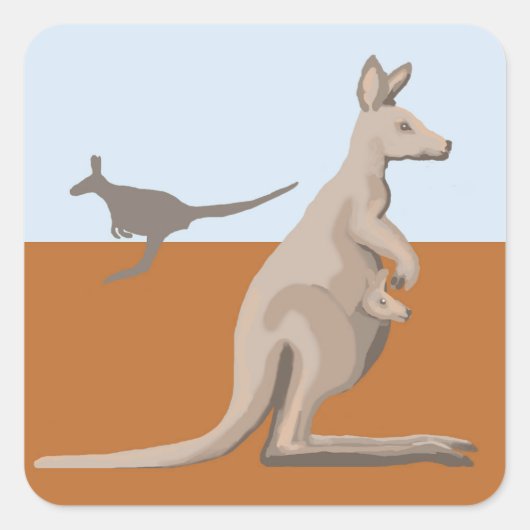 Kangaroos Vierkante Sticker (Voorkant)