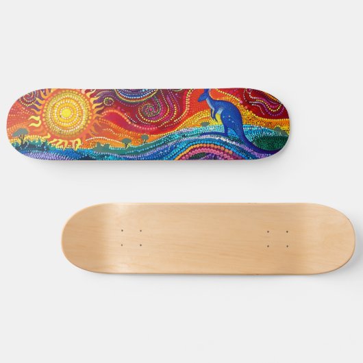 Kangoeroe - Aboriginal Style - Skateboard Deck (Horizontaal)