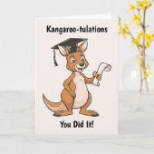 Kangoeroe Afstuderen gepersonaliseerd Kaart (Gele Bloem)