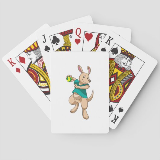 Kangoeroe als handbalspeler met handbal pokerkaarten (Achterkant)