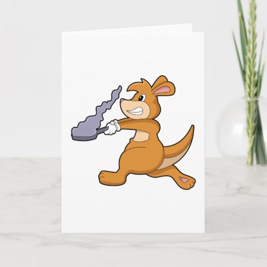 Kangoeroe als kok met pan kaart (Voorkant)