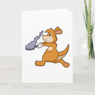 Kangoeroe als kok met pan kaart