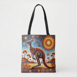 Kangoeroe Aussie Aboriginal Art stijl Wildlife Tote Bag