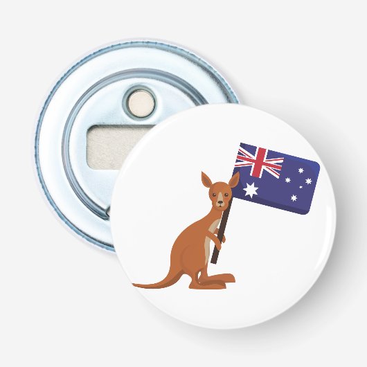 kangoeroe australië vlag button flesopener (Voorkant)