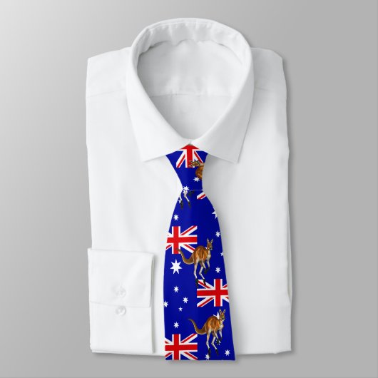 Kangoeroe Australische vlag patroon achtergrond Stropdas (Gebonden)