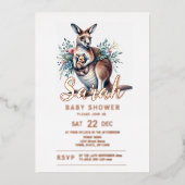 Kangoeroe-Baby shower Folie Uitnodiging (Voorkant)