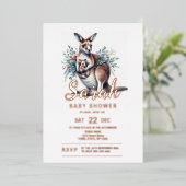 Kangoeroe-Baby shower Folie Uitnodiging (Staand Voorkant)