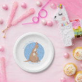 Kangoeroe Baby shower Tan en Blauw Patroon Papieren Bordje (Feest)