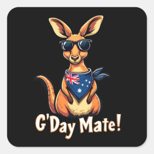 Kangoeroe Bandana Australische vlag viert Aussie Vierkante Sticker
