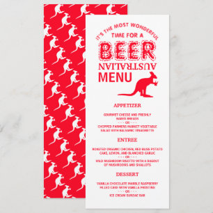 Kangoeroe bier, Australisch kerstmenu Kaart