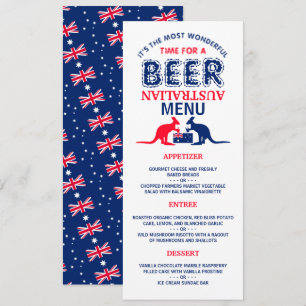 Kangoeroe bier, Australische vlag, kerstmenu Kaart