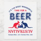 Kangoeroe bier, Australische vlag, Kerstmis Wijn Etiket (Enkel label)