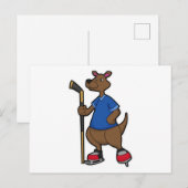 Kangoeroe bij ijshockey met ijshockeystick briefkaart (Voorkant / Achterkant)