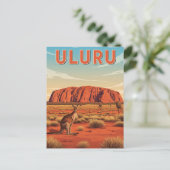 Kangoeroe bij Uluru Australië Briefkaart (Staand voorkant)